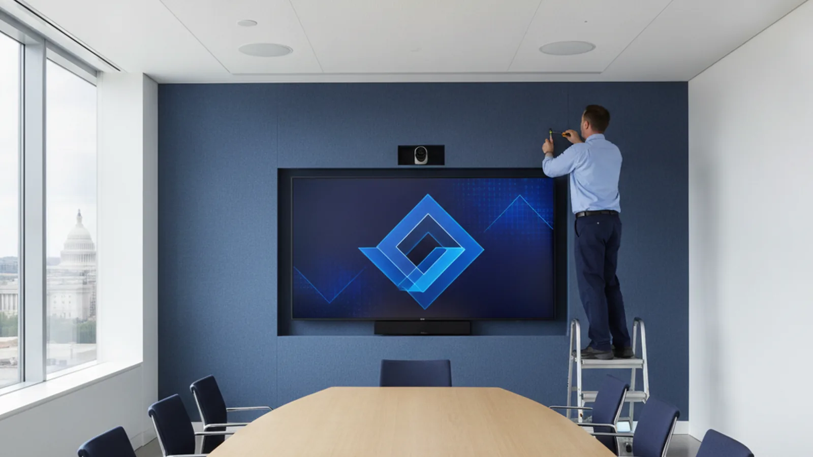 Representative modern conference room AV installation